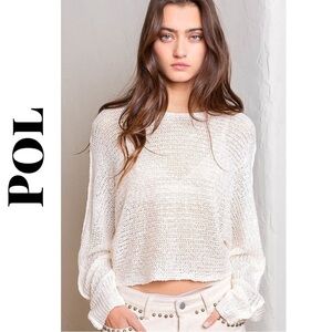 POL Ivory Shear Lightweight Cropped Sweater